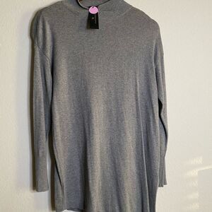 NWT Worthington Gray Asymmetric turtleneck thin sweater tunic women’s size Small